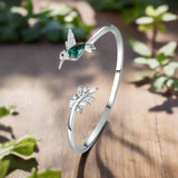 Bague ajustable colibri avec diamant en strass