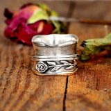 Bague vintage fleur de rose en argent