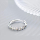 Bague ajustable en argent et émail peint à la main avec motif marguerite