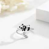 Bague Réglable Panda Mignon en Argent Sterling 925