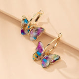 Boucles d'oreilles papillon en cristal émaillé peint à la main