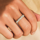 Bague ajustable en argent et émail peint à la main avec motif marguerite