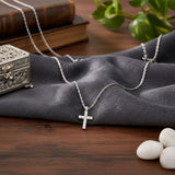 Collier pendentif croix rétro en or et argent