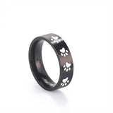 Bague artisanale avec empreinte de patte en acier inoxydable