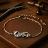Pendentif symbole infini Bracelet patte d'animal avec zircone