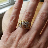 Bague vintage large bande en or et argent