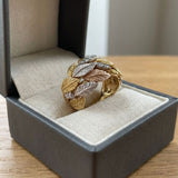 Bague vintage large bande en or et argent