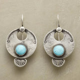 Boucles d'oreilles vintage en argent bleu et coquillage