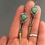 Boucles d'oreilles ethniques bohèmes en résine verte