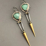 Boucles d'oreilles ethniques bohèmes en résine verte