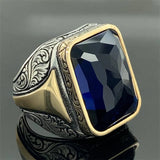 Bague chevalière vintage bleue