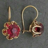 Boucles d'oreilles rondes en verre rouge et or