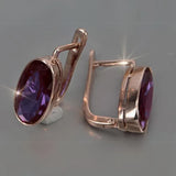 Boucles d'oreilles rondes en verre violet et or