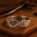Bague en zircone avec motif patte, cœur et infini