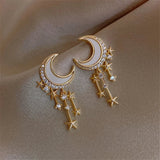 Boucles d'Oreilles de Luxe en Forme de Lune