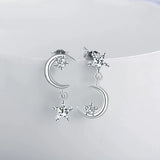 Boucles d'Oreilles Demi-lune avec Zircon en Argent Sterling