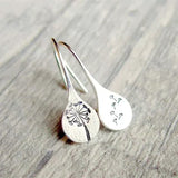 Boucles d'oreilles en argent sterling 925 en forme de feuille de pissenlit