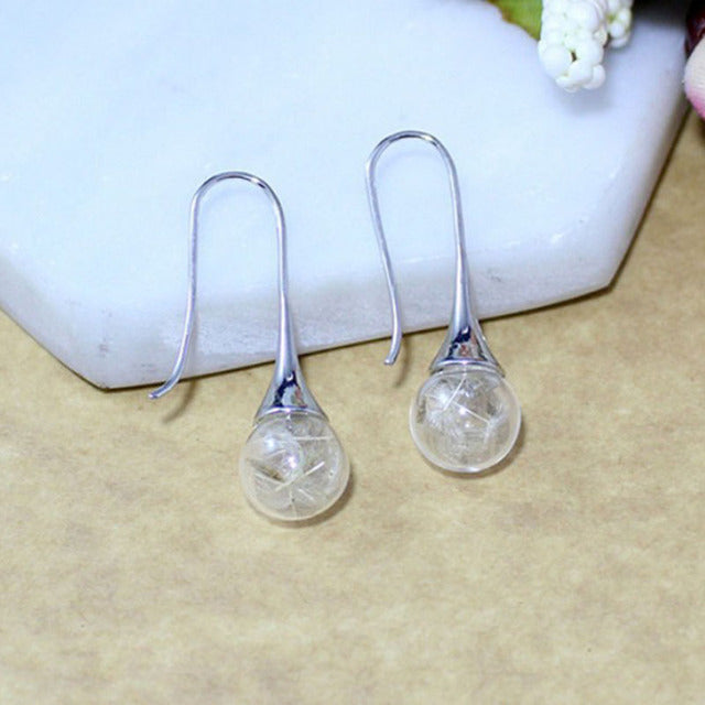 Boucles d'oreilles pendantes pissenlit