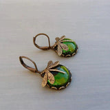 Boucles d'oreilles sphériques libellule en or antique