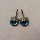 Boucles d'Oreilles Libellule avec Cristal en Or Antique