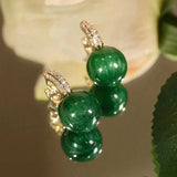 Boucles d'oreilles en perles vertes et or