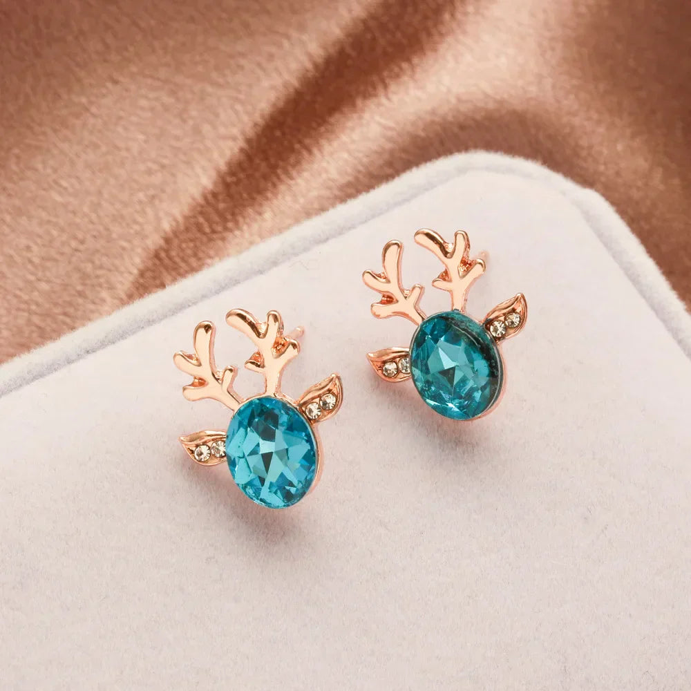 Boucles d'oreilles festives en cristal en forme de renne