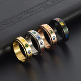 Bague anti-stress tournante – Acier inoxydable avec pattes arc-en-ciel