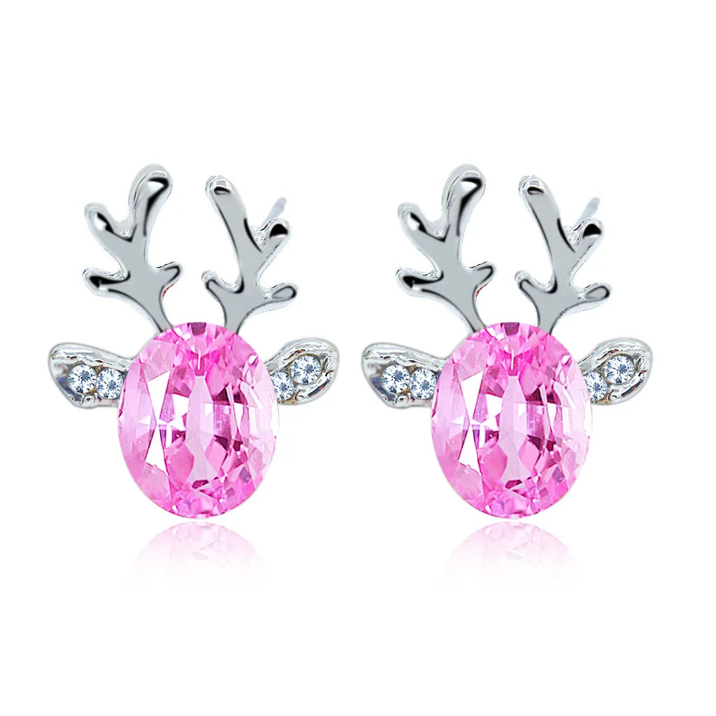 Boucles d'oreilles festives en cristal en forme de renne