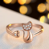 Bague ouverte chat mignon – Zircone cubique