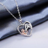 Magnifique collier cœur zircon fille et cheval