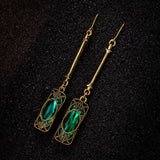 Boucles d'oreilles Lanterne Verte en Or