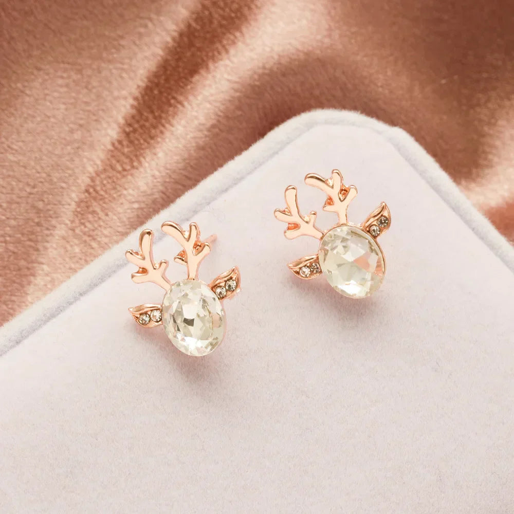 Boucles d'oreilles festives en cristal en forme de renne