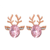 Boucles d'oreilles festives en cristal en forme de renne