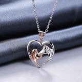 Magnifique collier cœur zircon fille et cheval