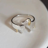 Bague Dachshund en argent sterling 925 – Taille ajustable