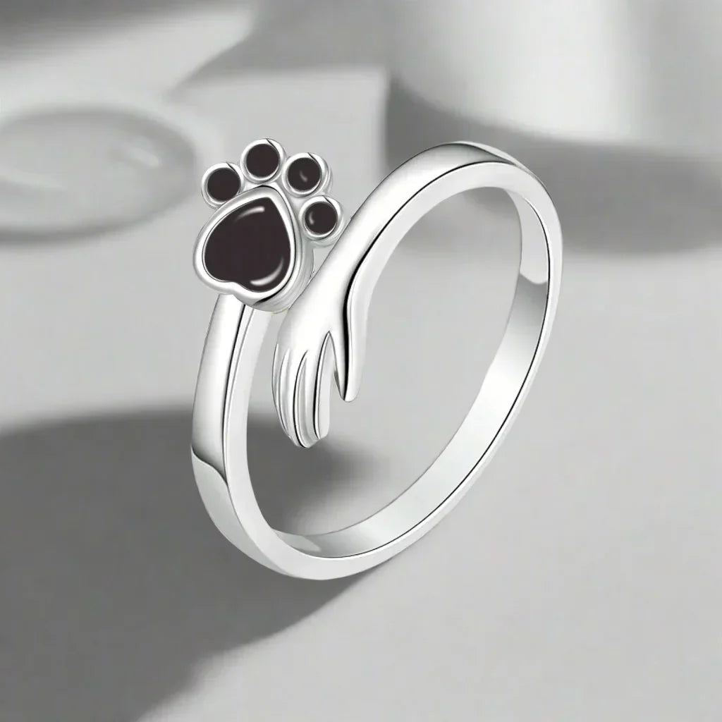 Bague ajustable en argent sterling 925 – Motif main et patte
