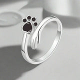 Bague ajustable en argent sterling 925 – Motif main et patte