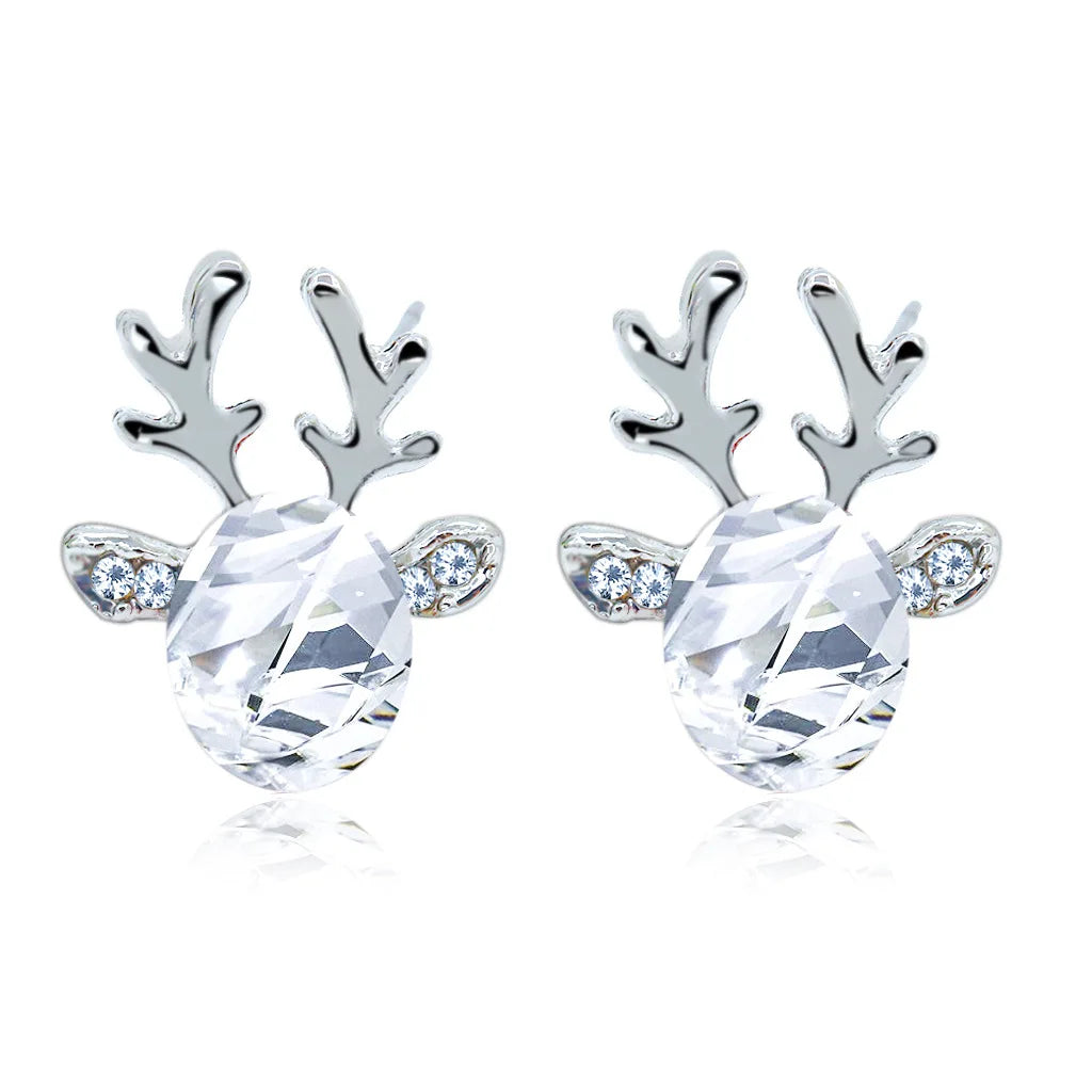 Boucles d'oreilles festives en cristal en forme de renne
