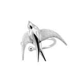 Magnifiques boucles d'oreilles à clip en forme d'hirondelle argentée