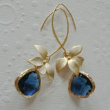 Boucles d'oreilles vintage Blue Golden Blossom