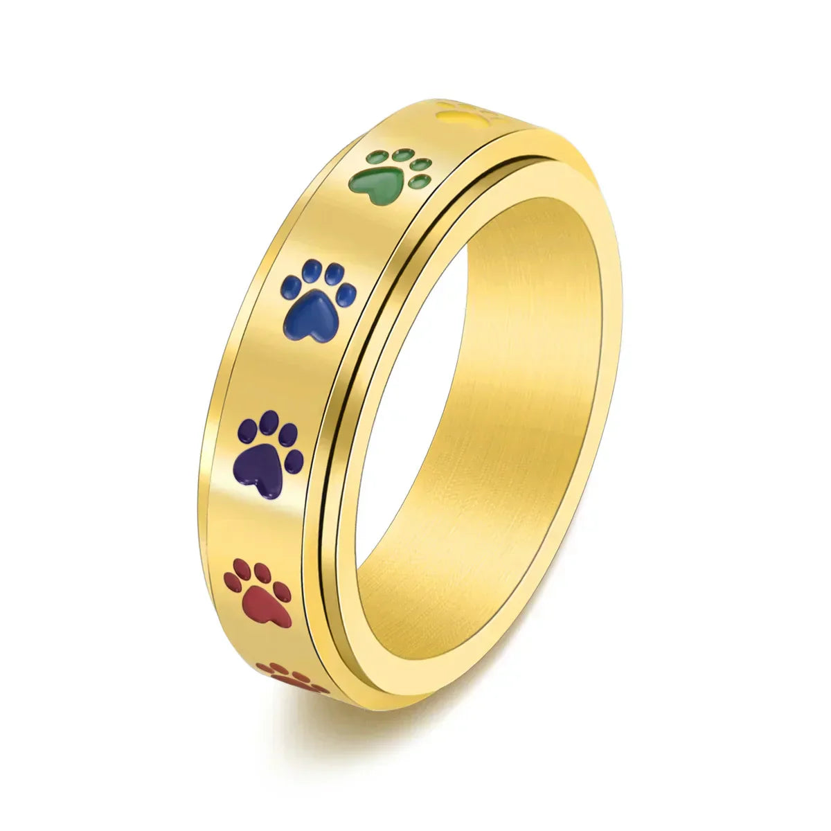 Bague anti-stress tournante – Acier inoxydable avec pattes arc-en-ciel