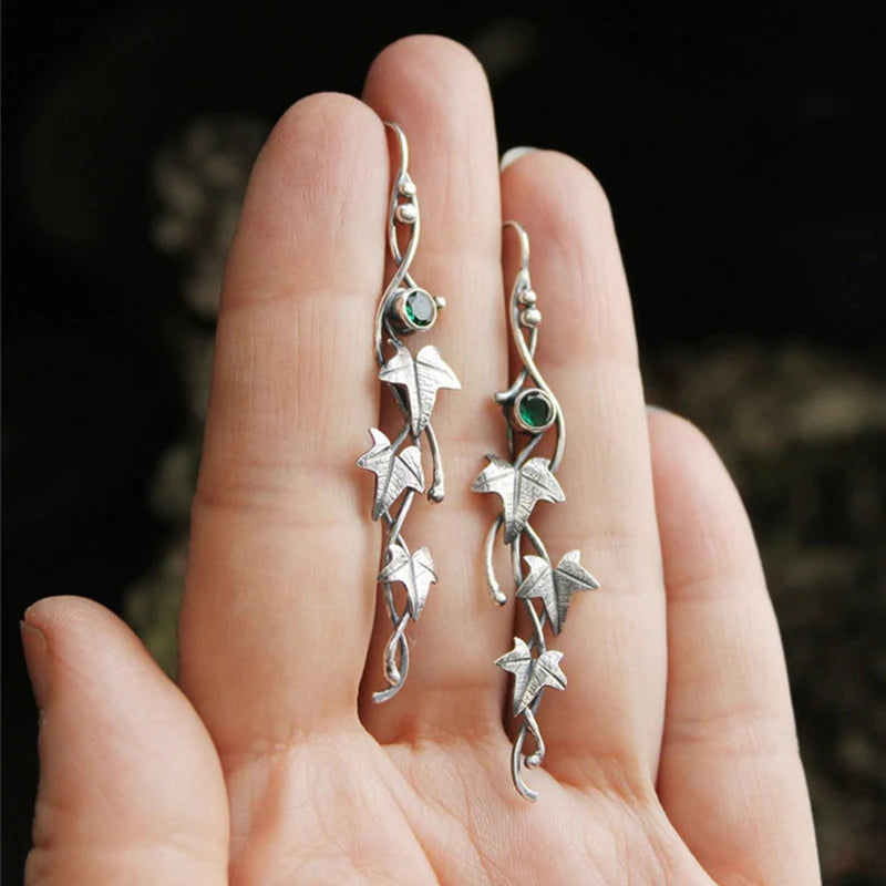Boucles d'oreilles vintage en forme de feuilles d'elfe