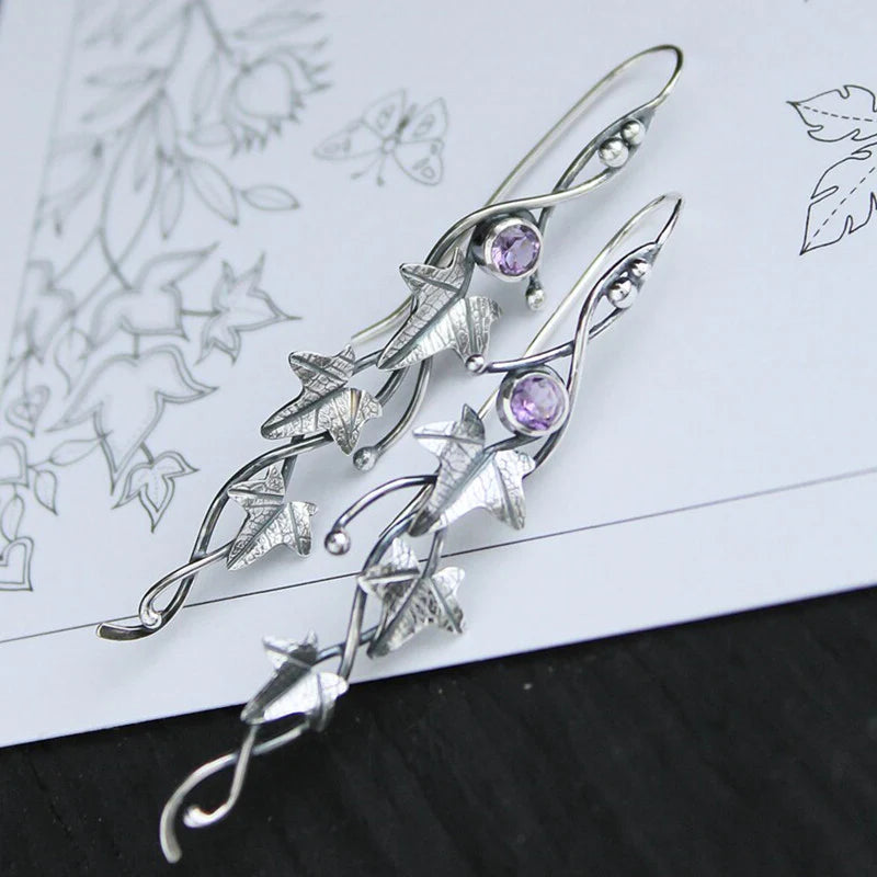 Boucles d'oreilles vintage en forme de feuilles d'elfe