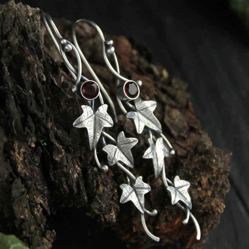 Boucles d'oreilles vintage en forme de feuilles d'elfe