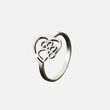 Bague cœur et patte dorée – Bijoux en acier inoxydable pour les amoureux des animaux
