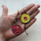 Boucles d'oreilles vintage peintes à la main