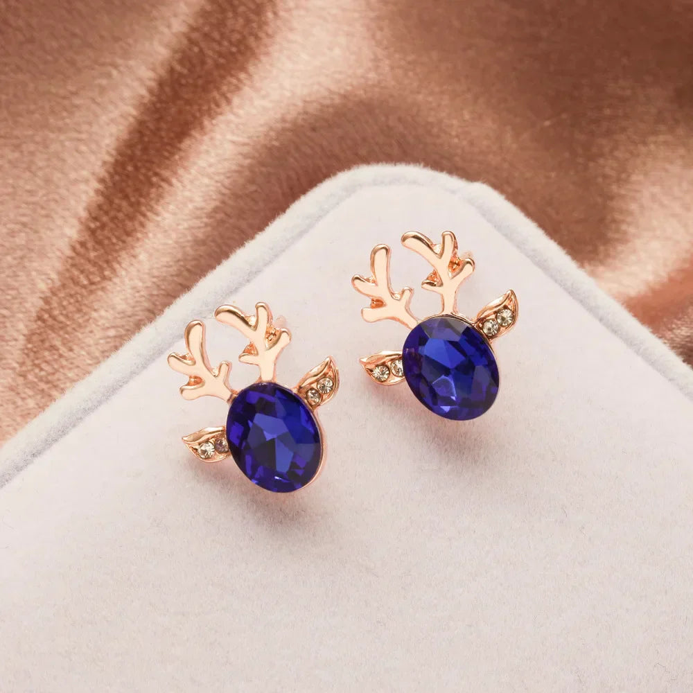 Boucles d'oreilles festives en cristal en forme de renne