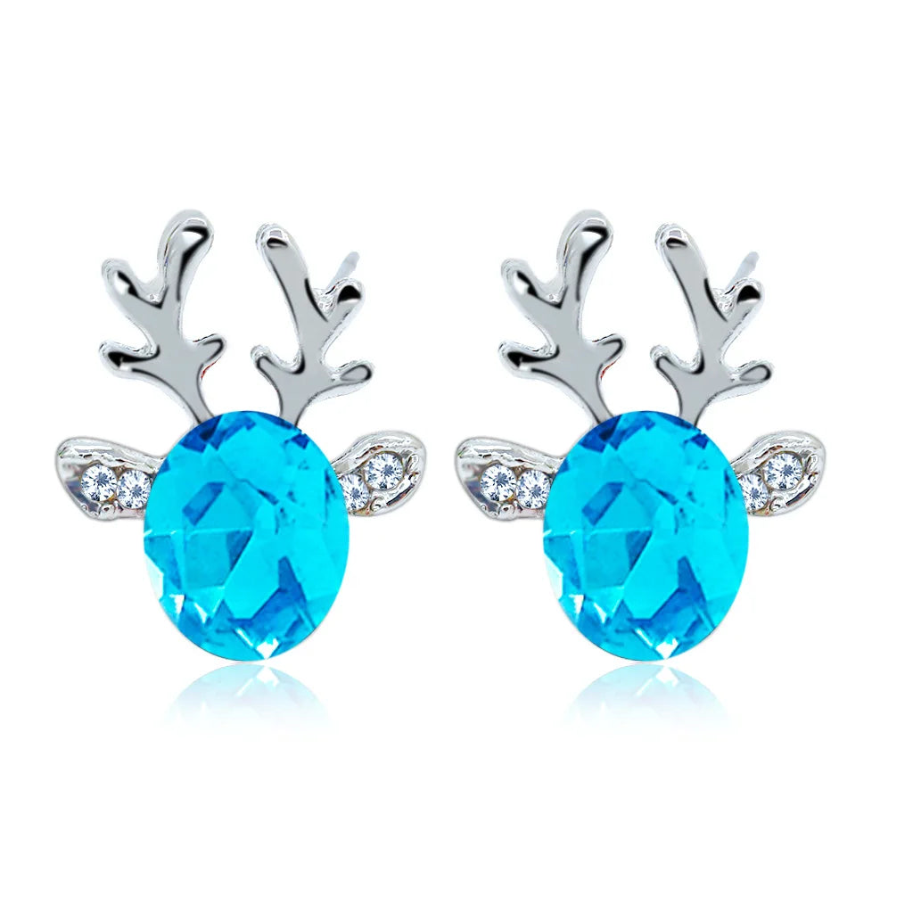 Boucles d'oreilles festives en cristal en forme de renne