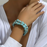 Bracelet Tissé™ | Élégance en or et turquoise – FS