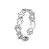 Bague ajustable avec empreinte de patte – En acier inoxydable